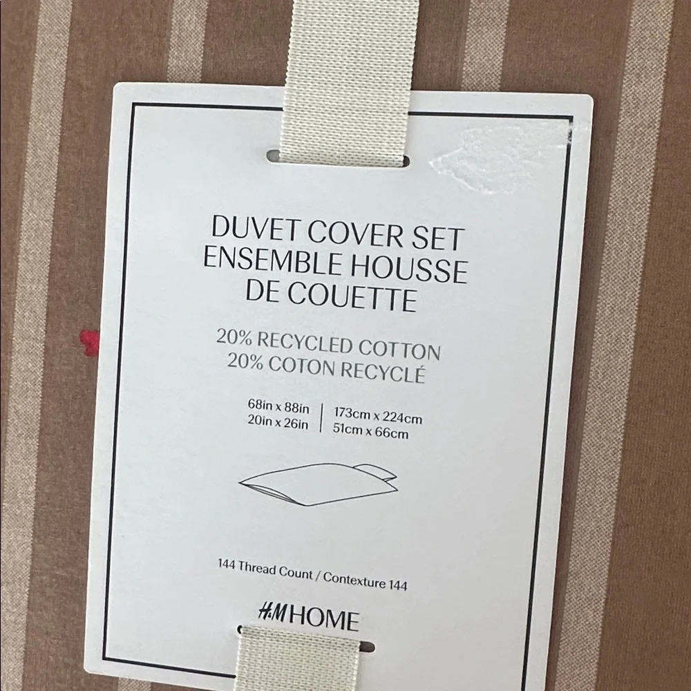H&M Brown Striped Duvet Cover with Cute Design